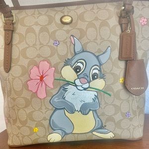 Coach Peyton Top Zip Tote with Hand Painted Thumper Design! 🐰